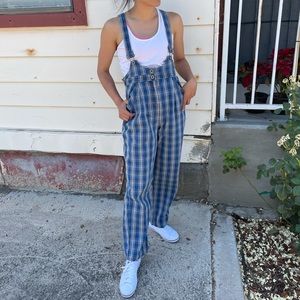 Vintage plaid cotton overalls jumpsuit romper